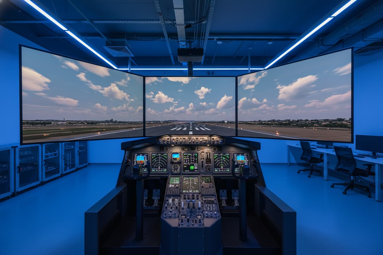 Simulateur de vol avec instrumentation complète