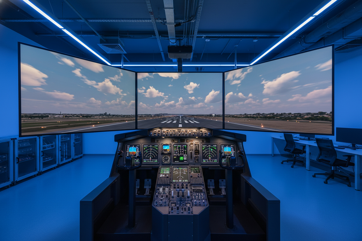 Simulateur de vol avec instrumentation complète